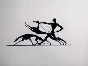 Ernst Moritz Engert - "Jüngling mit Windhunden", Expressionismus, Siebdruck, Handabzug verkauft für € 40!