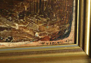 Frits van Eeden - Olieverf en stift op paneel, Twee gezichten – 1974 – Lijst, 49½ x 67½ cm. kopen? Bied vanaf 125!