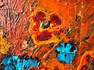 Jean-Jacques Marie - Bouquet rouge. Peinture en épaisseur kopen? Bied vanaf 250!