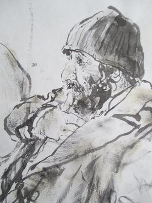 Piet Klaasse - Pentekening Twee mannen kopen? Bied vanaf 35!