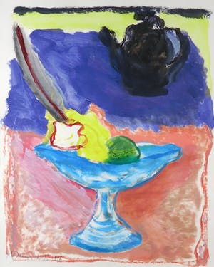 Oskar Lens - Gouache op papier, Z.T. (Blauwe schaal) - Ingelijst kopen? Bied vanaf 1!