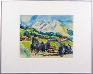 Piet Snoeren - Aquarel, Berglandschap verkocht voor € 35!