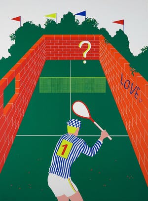 Etienne Elias - Zeefdruk, Tennisspeler kopen? Bied vanaf 70!