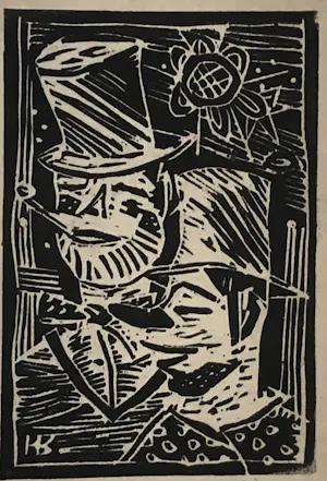 Herman Bieling - Twee houtsneden met clowns kopen? Bied vanaf 40!