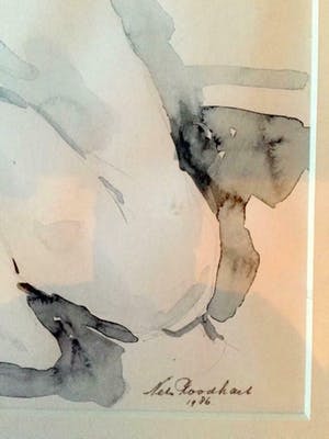 Nels Bock - Naakte Vrouw - Aquarel, Ingelijst kopen? Bied vanaf 30!