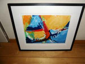 Niet of onleesbaar gesigneerd - Zeefdruk, Abstract werk. verkocht voor € 1!