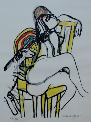 AcheterCorneille - Ingelijste litho: 'Indifférent' - 1975? Enchérissez de 375!
