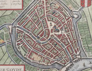 Ludovico Guicciardini - Gouda Oude Kaart Gravure Plattegrond 1652 kopen? Bied vanaf 50!