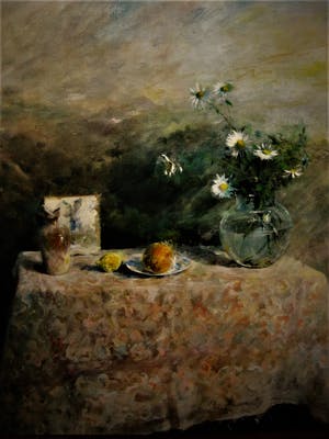 Niet of onleesbaar gesigneerd - Schitterend impressionistisch olieverf "stilleven met Margrieten" gesigneerd kopen? Bied vanaf 1!