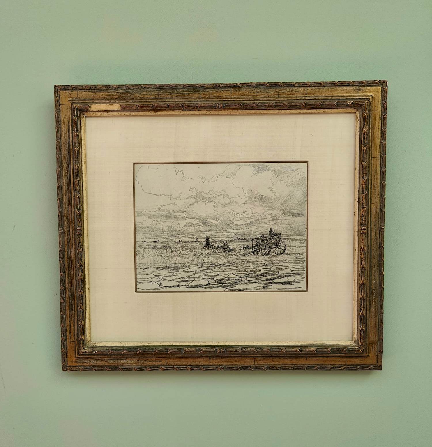 Hendrik Willem Mesdag - Originele schets "Op het Land" - Houtskooltekening kopen? Bied vanaf 750!