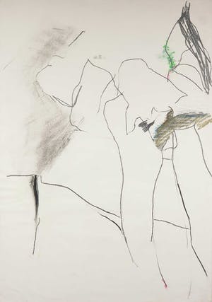 Jo Foulon - Lijntekening in pastelkrijt, Zonder titel - Ingelijst kopen? Bied vanaf 1!