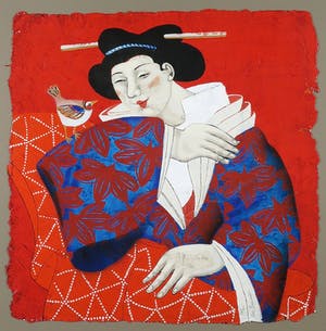 Ada Breedveld - Zeefdruk, Femmes Japonnaises IV - Ingelijst kopen? Bied vanaf 80!