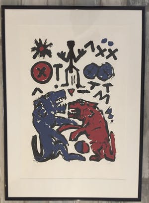 A.R. Penck - Zeer grote litho - 'Die mit den Wolfen heulen' - 1985 (NU VANAF 999,-) kopen? Bied vanaf 999!