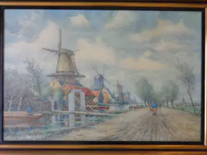 Henri Seghers - ZUID-HOLLANDS MOLENLANDSCHAP / ORIGINEEL WERK / 79x112cm / KADER / SIG kopen? Bied vanaf 165!