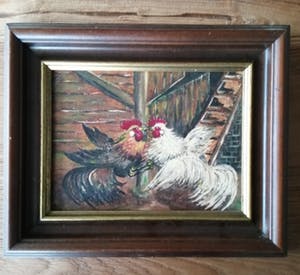 Niet of onleesbaar gesigneerd - 2 Kemphanen - Naïeve kunststroming - begin 20e eeuw kopen? Bied vanaf 10!