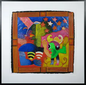 Clemens Briels - Zeefdruk en collage, Alagunas gente... - Ingelijst (Groot) kopen? Bied vanaf 100!