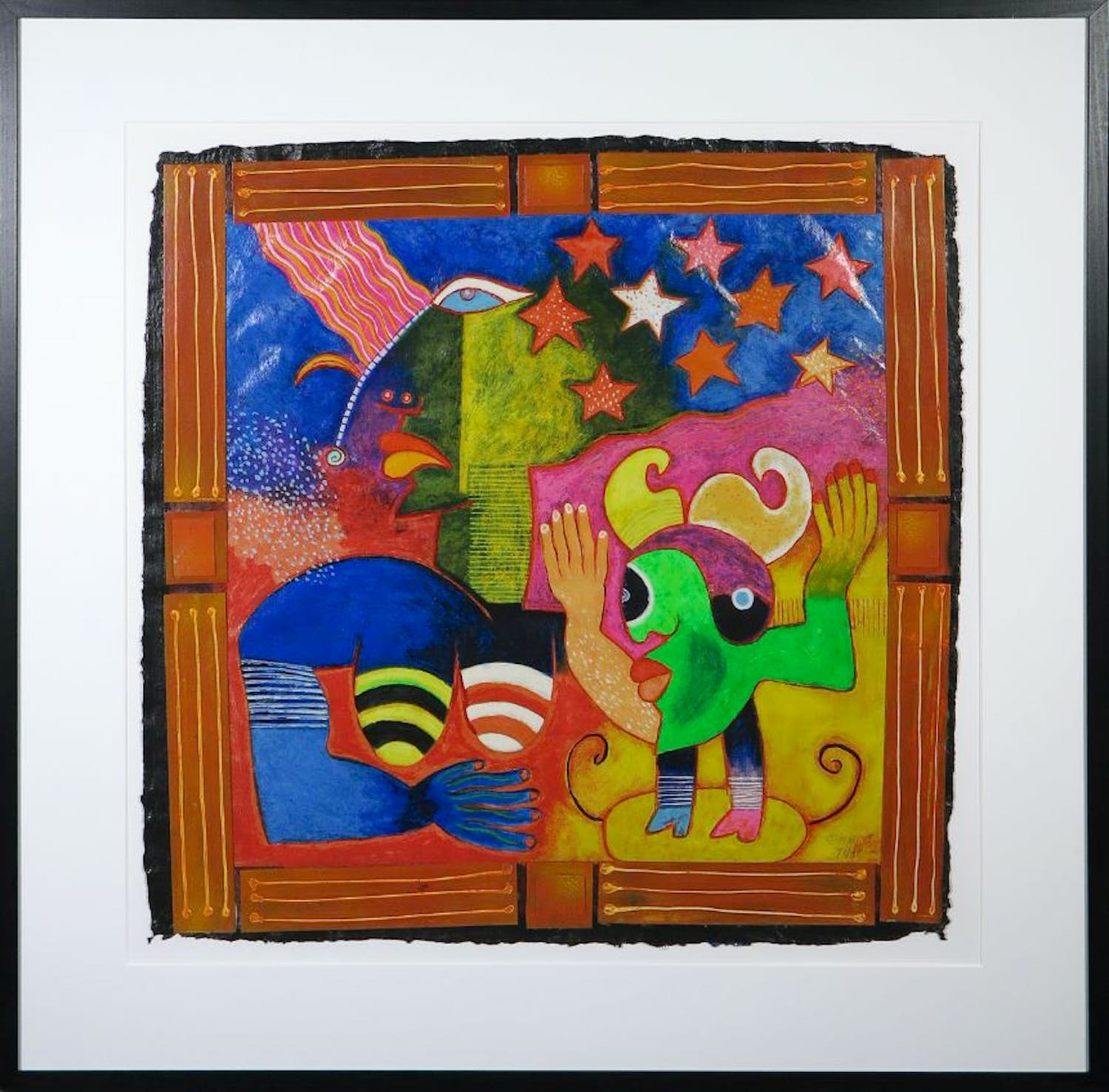 Clemens Briels - Zeefdruk en collage, Alagunas gente... - Ingelijst (Groot) verkocht voor € 100!