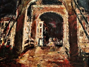 Jan Groenestein - Groot impressionistisch Olieverf - Amsterdam - de Magere brug verlicht bij avond kopen? Bied vanaf 360!