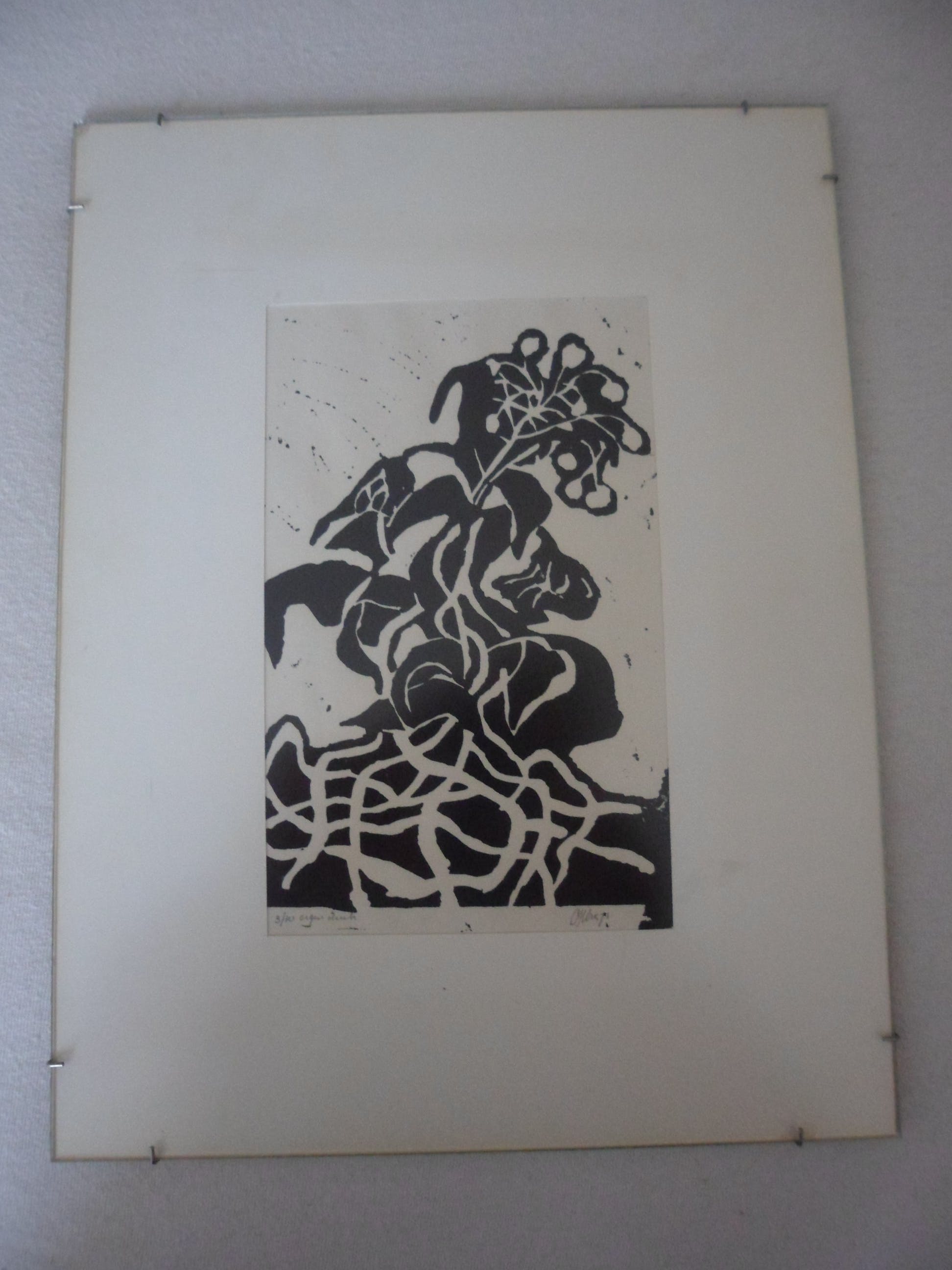 Niet of onleesbaar gesigneerd - 2 linosnede, gesigneerd. Uit 1971 kopen? Bied vanaf 1!