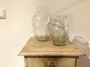 Royal Leerdam - Geëtste vazen met bladeren verkocht voor € 50!