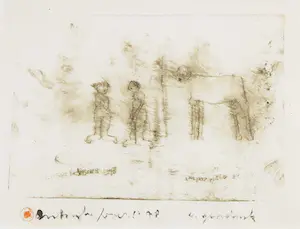 Anton Heyboer - Ets, Zonder titel - Ingelijst kopen? Bied vanaf 200!