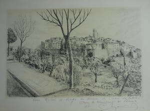 Serge Mendjisky - Grote ingelijste litho , Saint-Paul-de-Vence – met dédicace - 1982 kopen? Bied vanaf 75!