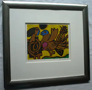 Corneille - Ingelijste zeefdruk, La Femme et L'Oiseau (Vrouw en vogel) – 1993 kopen? Bied vanaf 20!