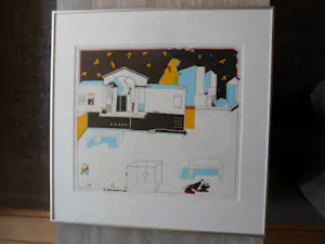 Huibert van Dorp - Zeefdruk, titel, Paviljoen. kopen? Bied vanaf 40!