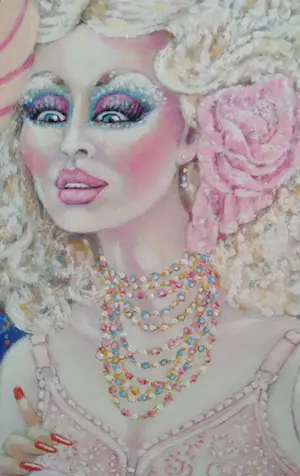 Niet of onleesbaar gesigneerd - J.C. van der Does; Kleurrijke dames op een feestje kopen? Bied vanaf 1!