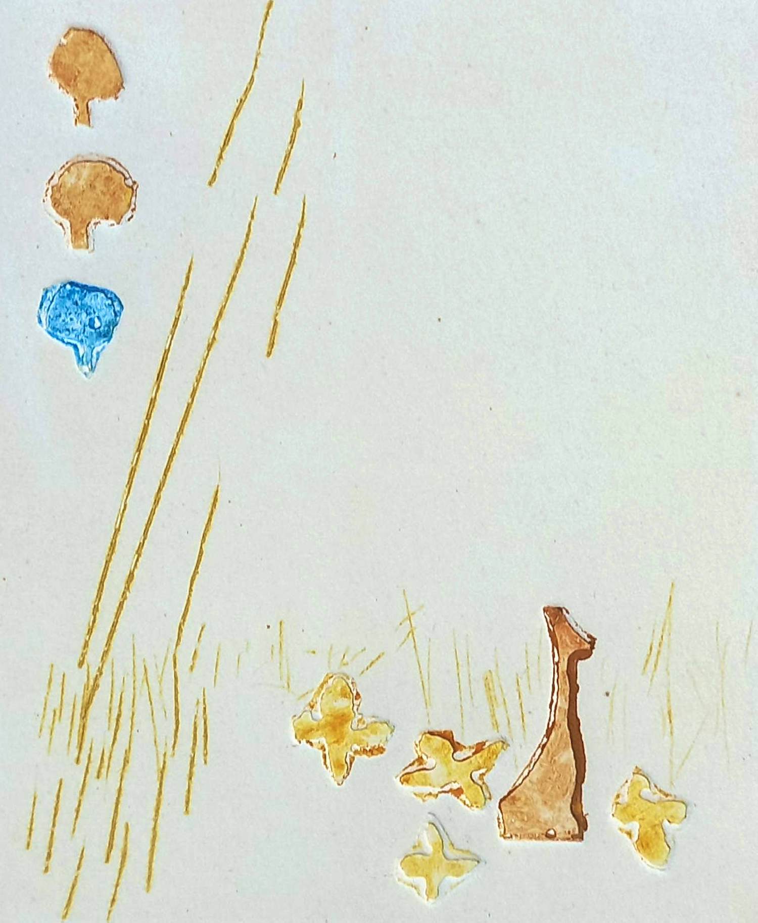 Jan Montyn - Attente, handgekleurde ets met reliëf (unica) kopen? Bied vanaf 10!