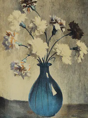 Hendricus Dievenbach - omstreeks 1900 te dateren aquarel "bloemen in blauw glazen vaasje" kopen? Bied vanaf 26!