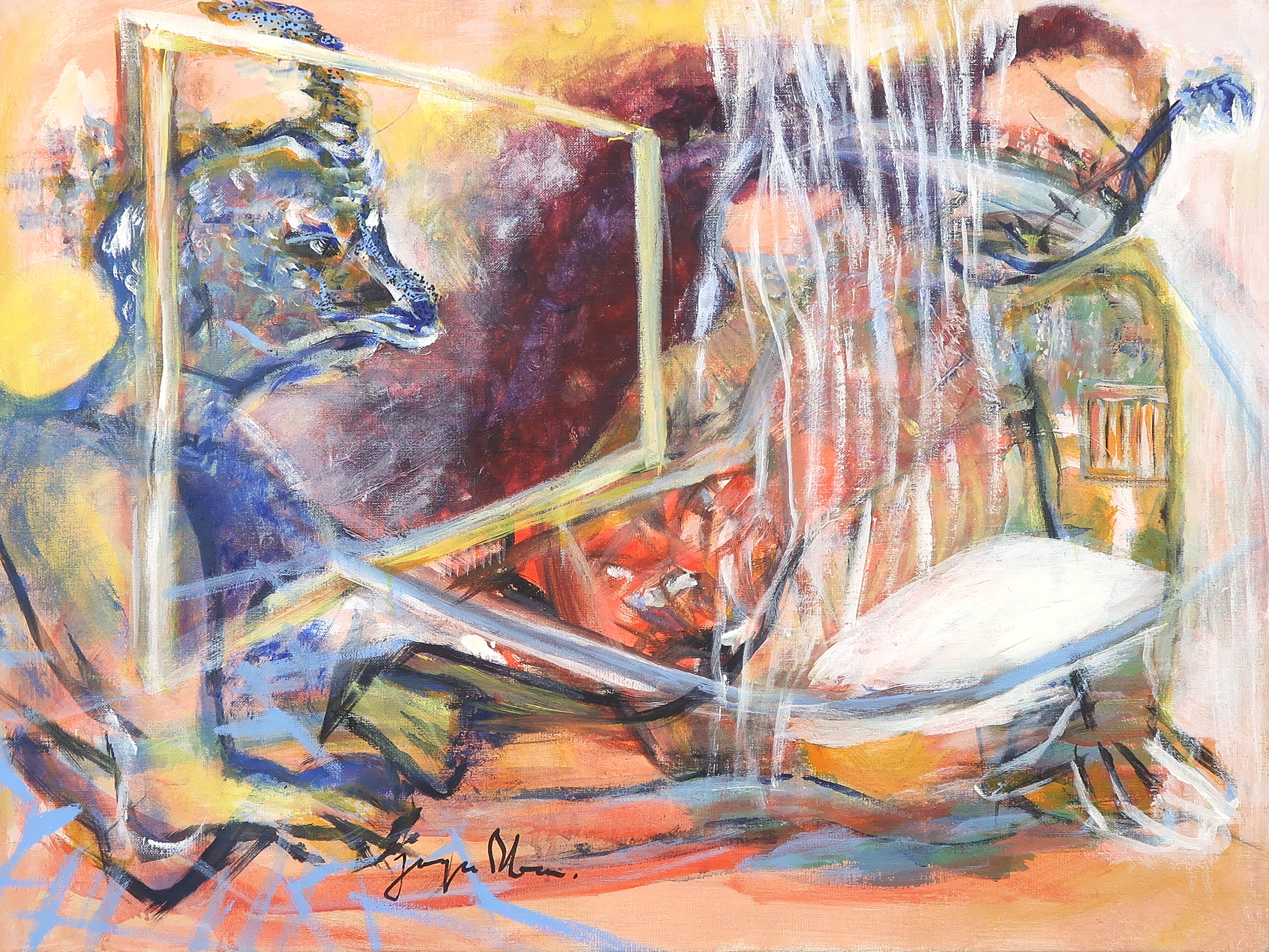 Joyce Bloem - Acryl op doek, Als je reist, jezelf meenemen - Ingelijst kopen? Bied vanaf 100!