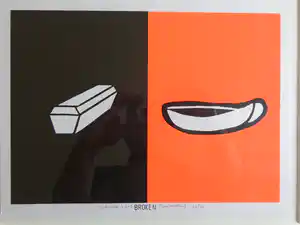 Peter Jordaan - BROKEN / KLEURZEEFDRUK / 37x45cm / KADER / SIG / 2003 verkocht voor € 35!