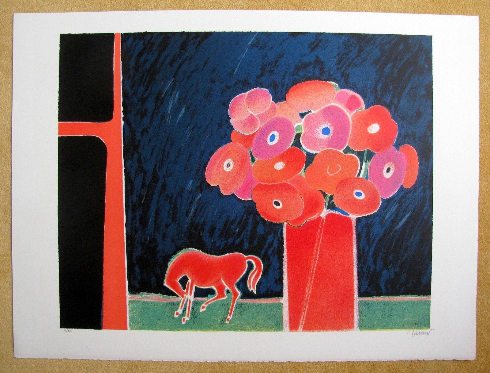 Albert Zavaro - Horse and red bouquet kopen? Bied vanaf 10!