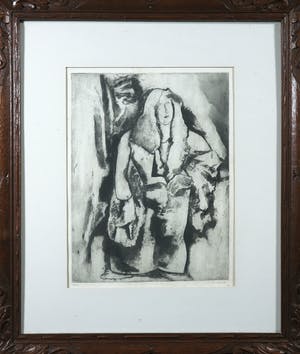 Ramah - Ets in gestoken houten lijst, Vrouw - Ingelijst kopen? Bied vanaf 40!