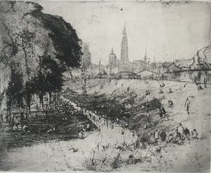 Louis Peeters - Origineel gesigneerde ets - 'Sint Anna strand Antwerpen' kopen? Bied vanaf 1!