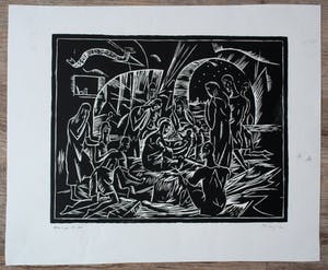 Herman Bieling - Houtsnede: "Heilige Nacht" - 1920 kopen? Bied vanaf 65!