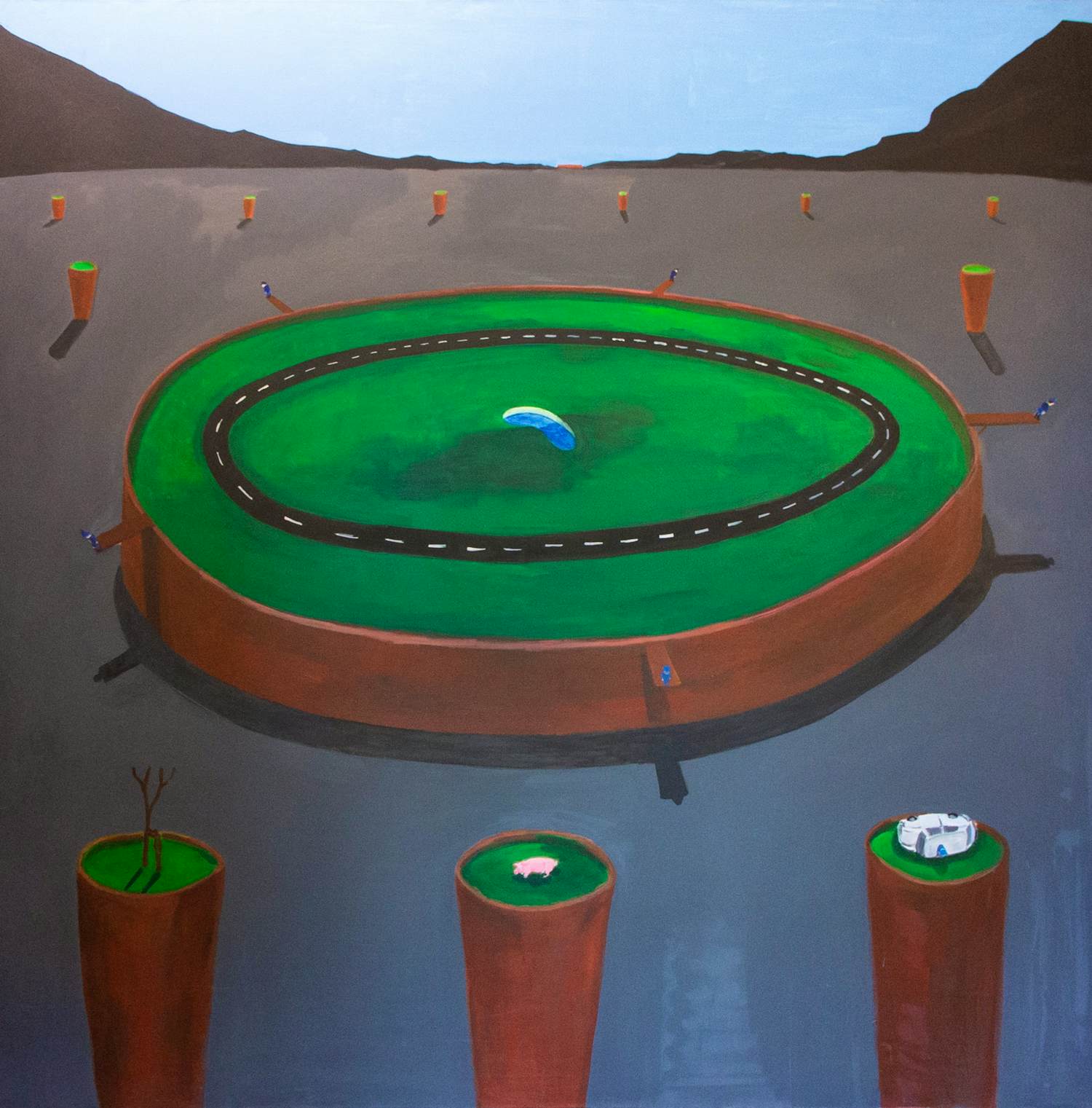 Paul Nassenstein - Acryl op doek, Verkeerslandschap (Zeer groot!) kopen? Bied vanaf 1000!