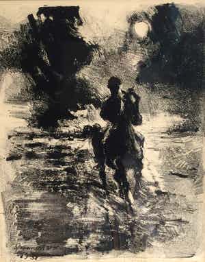 Jan Groenestein - C4889-3, Paardrijden verkocht voor € 75!