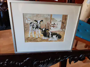 Wiebe A van der Zee - Wiebe A van der Zee - Zeefdruk, 2 kalveren. kopen? Bied vanaf 40!