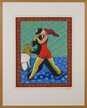 Jacques Tange - Zeefdruk, Tango Dinner - Ingelijst kopen? Bied vanaf 60!