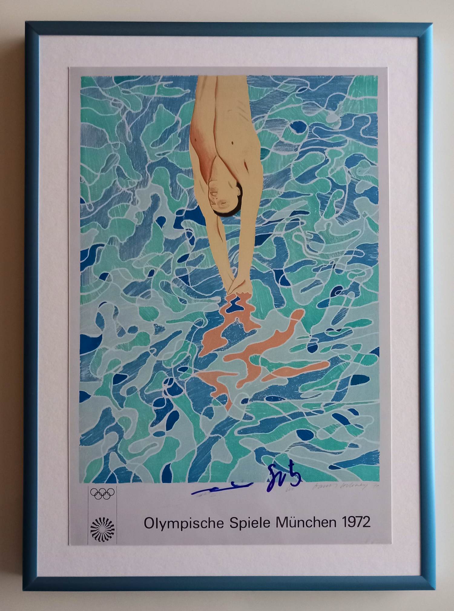David Hockney - The Diver – Gesigneerd door Mark Spitz verkocht voor € 160!