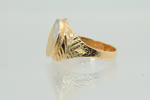 50 - Fraai gedetailleerde 18 Krt bi-color gouden ring - zegel model kopen? Bied vanaf 135!