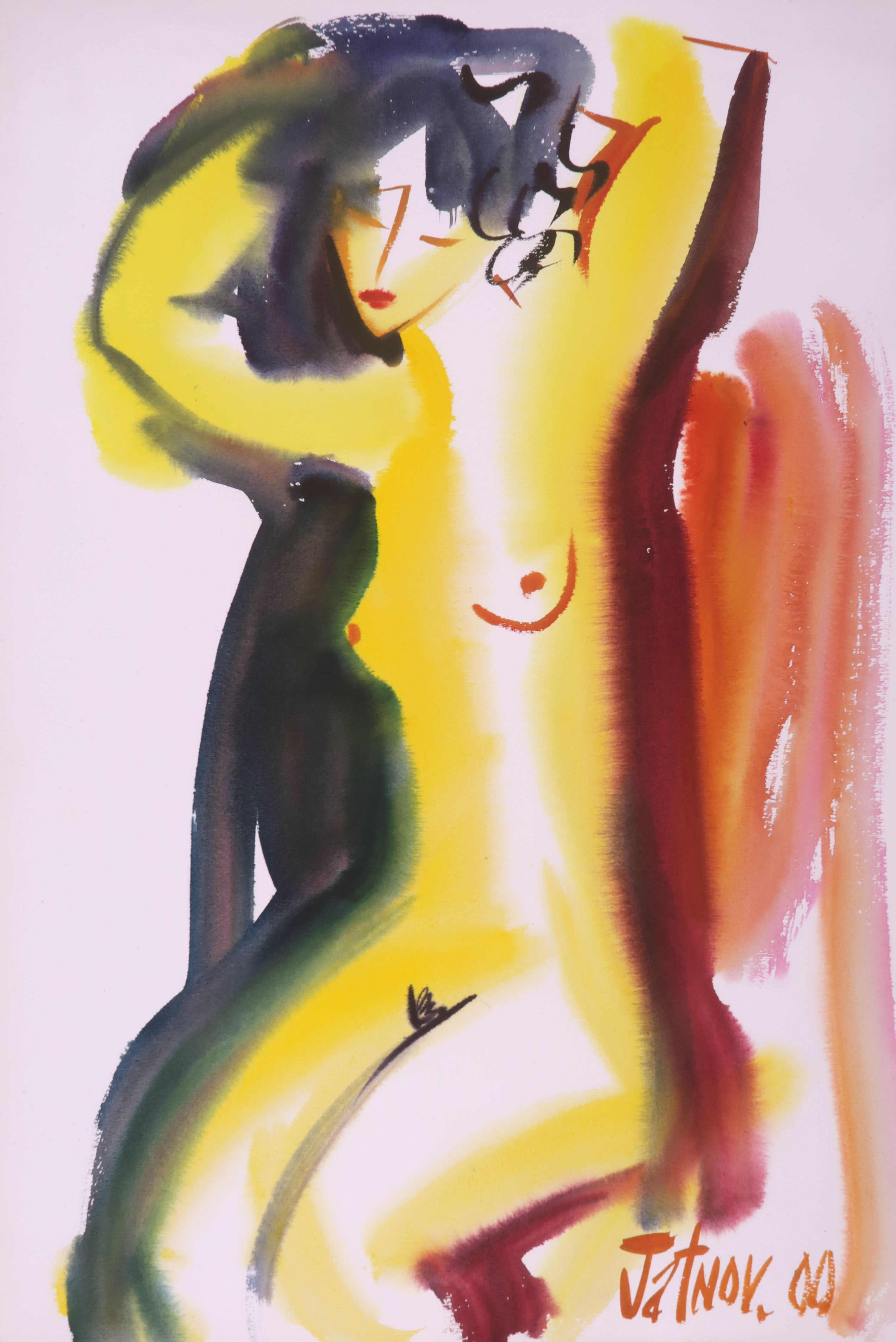 Sergej Jatnov - Aquarel, Naakte vrouw verkocht voor € 35!