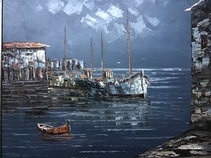 Niet of onleesbaar gesigneerd - Haven in schemering. kopen? Bied vanaf 1!