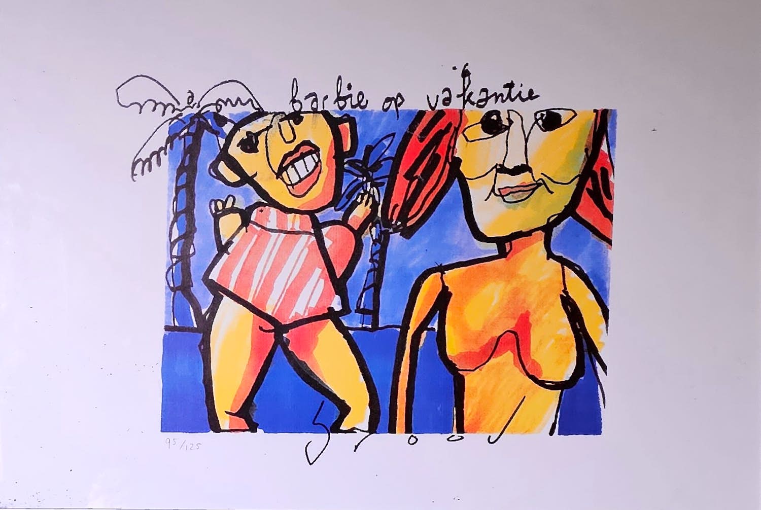 Herman Brood - Barbie op vakantie - handgesigneerde litho - 125 ex. kopen? Bied vanaf 1!