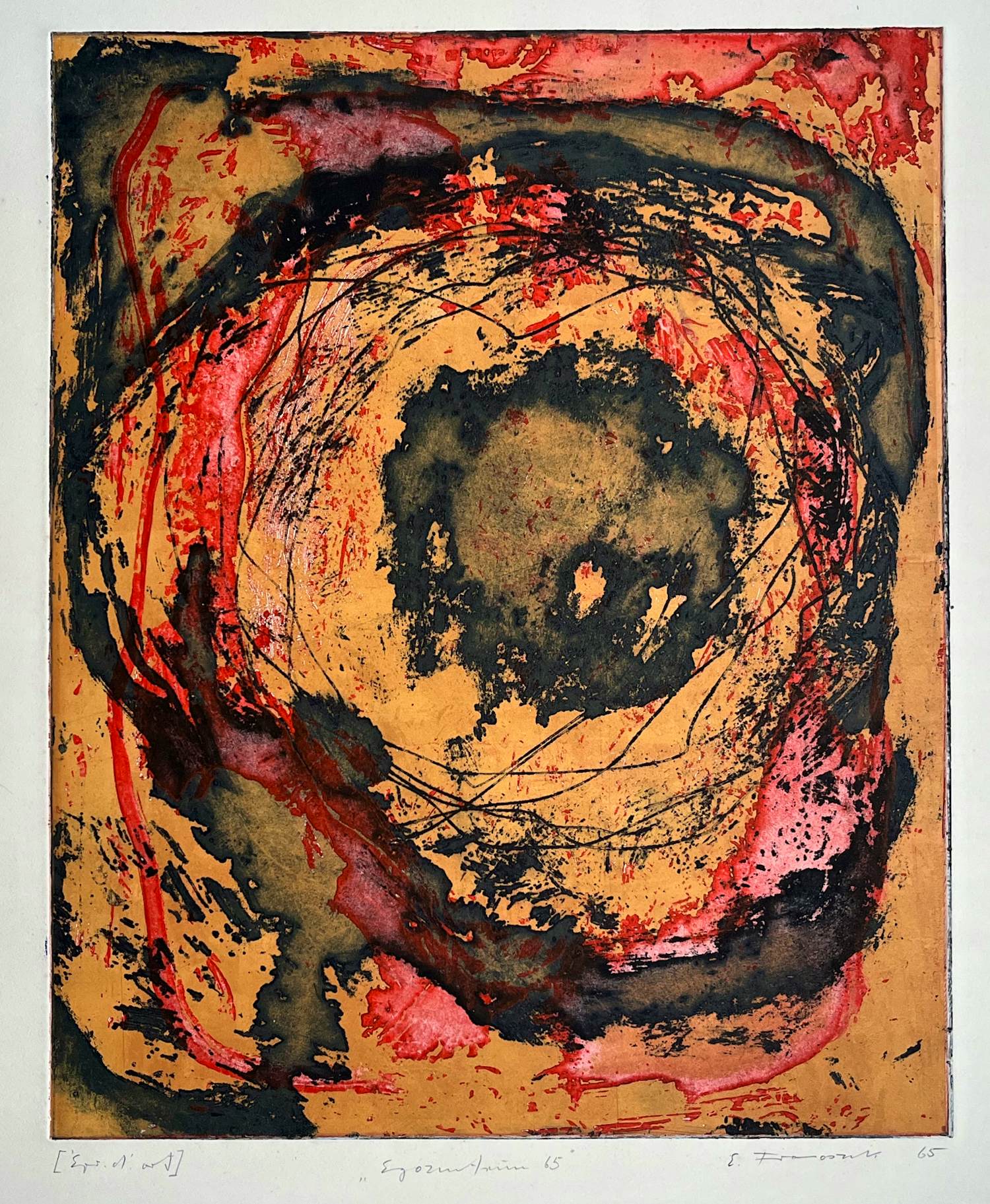 Eduard Franoschek - Egozentrum - Große signierte Farbradierung - e.a. Exemplar 1965 - Informel kopen? Bied vanaf 180!