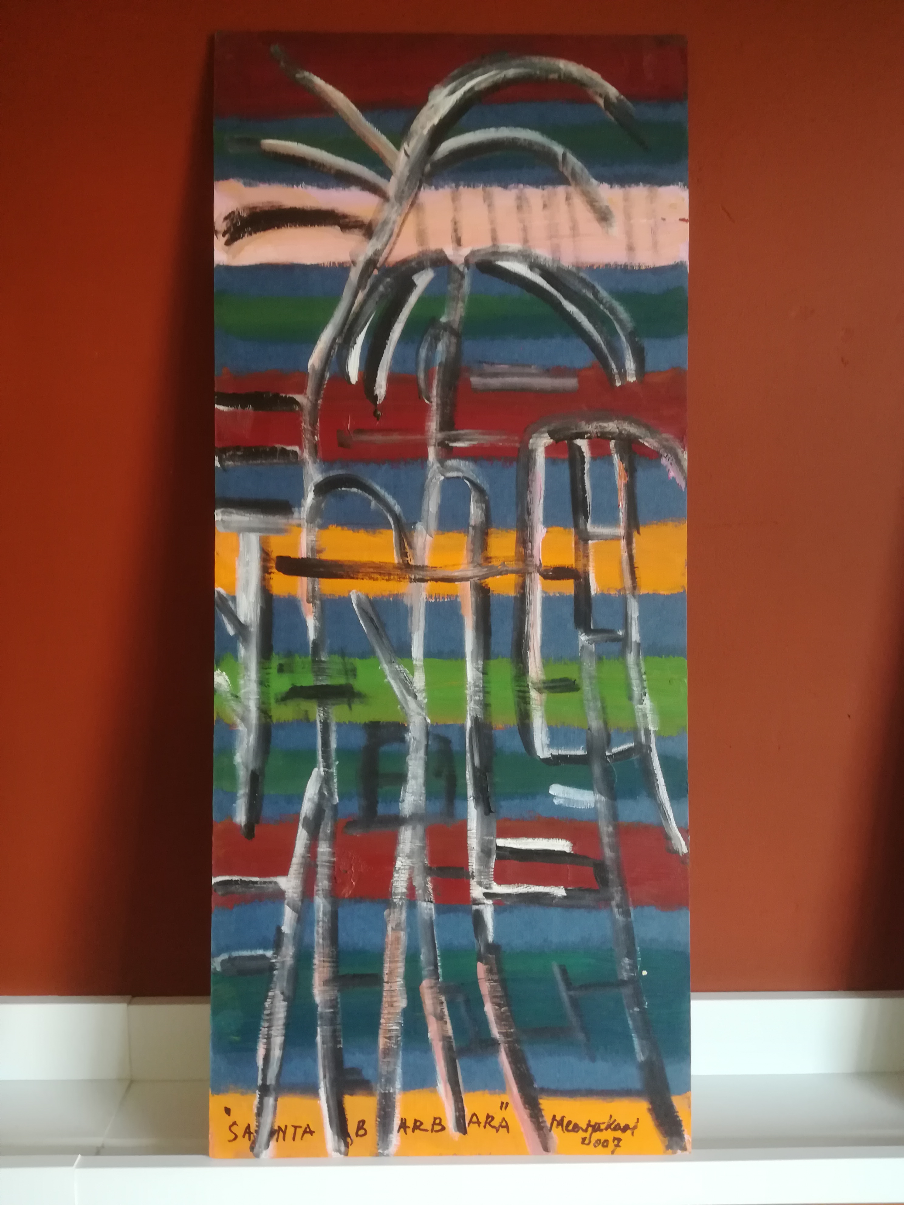 Meertje Kaal - (1930 - 2016) "Santa barbara" 2007 Acrylverf op papier  kopen? Bied vanaf 25!