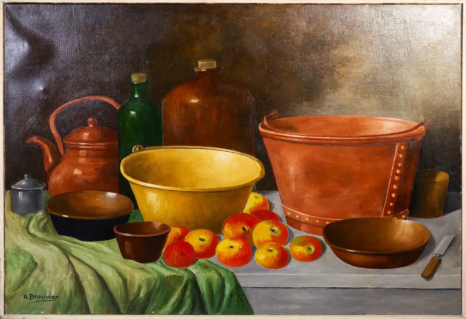 A. Brouwer - Olieverf op doek, Stilleven - Ingelijst (Groot) kopen? Bied vanaf 1!