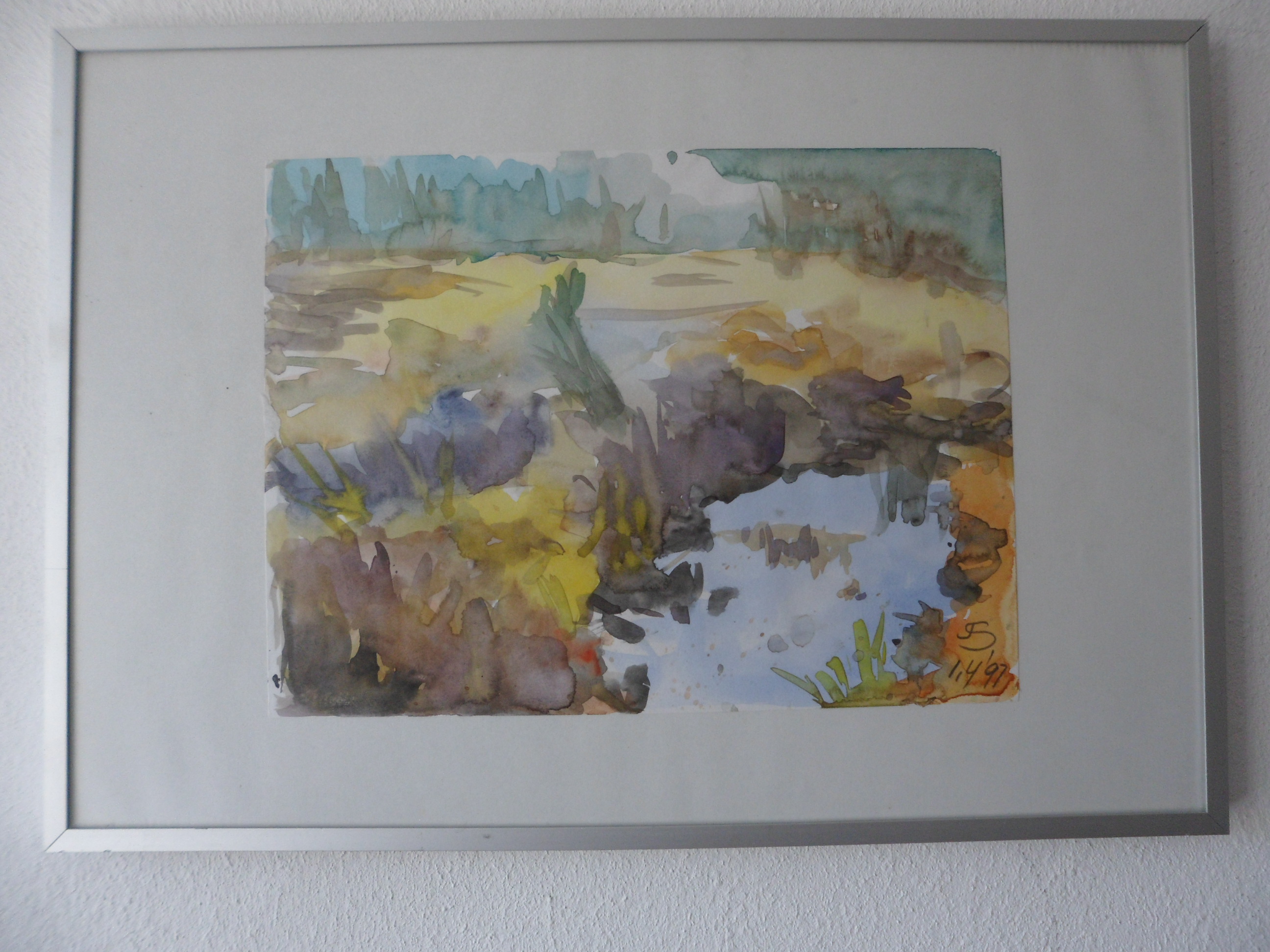 Niet of onleesbaar gesigneerd - Gesigneerd met J.S, waterplas kopen? Bied vanaf 1!